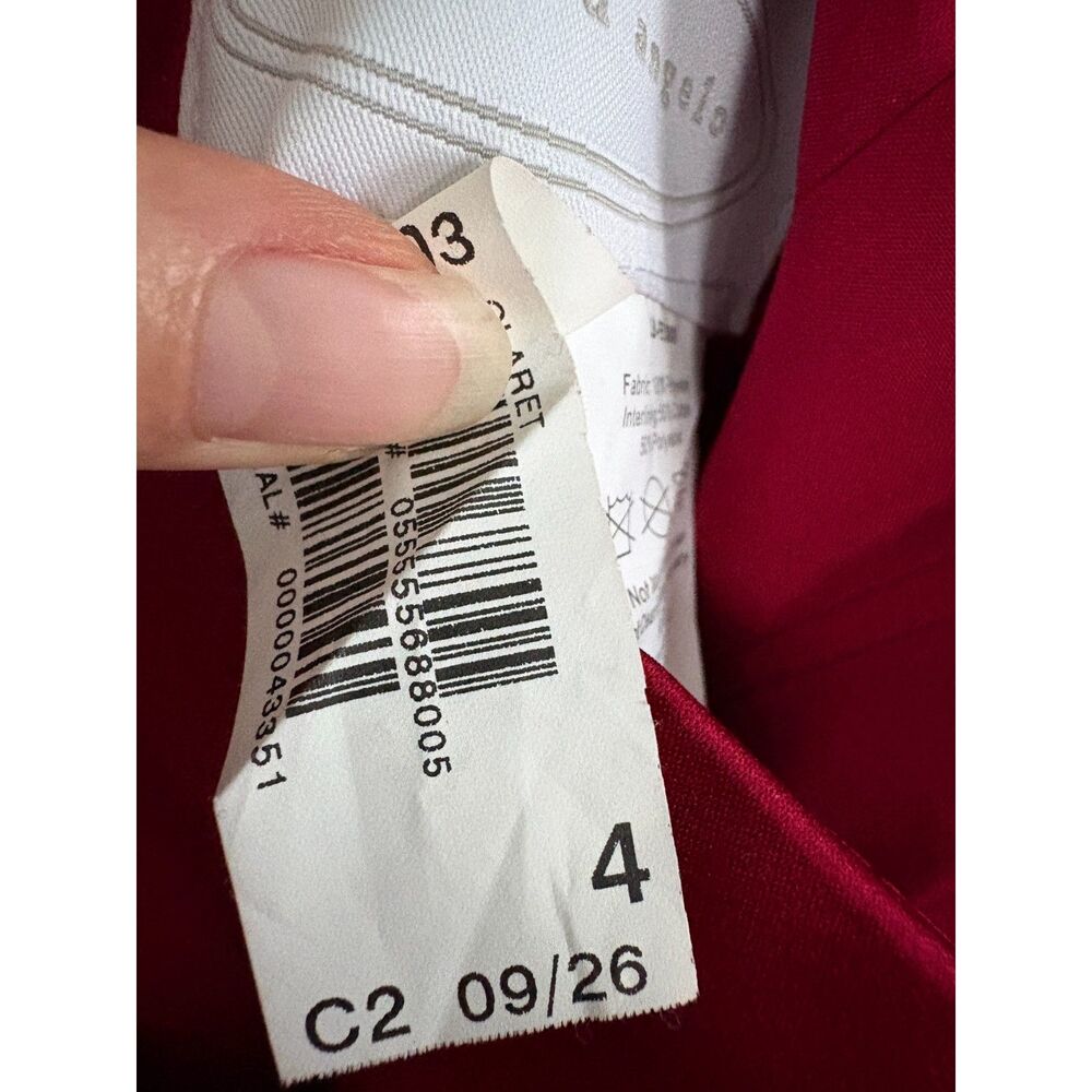 Alfred Angelo Claret Red Strapless Formal Maxi Dress Size 4 Belted Satin - Picture 4 of 8